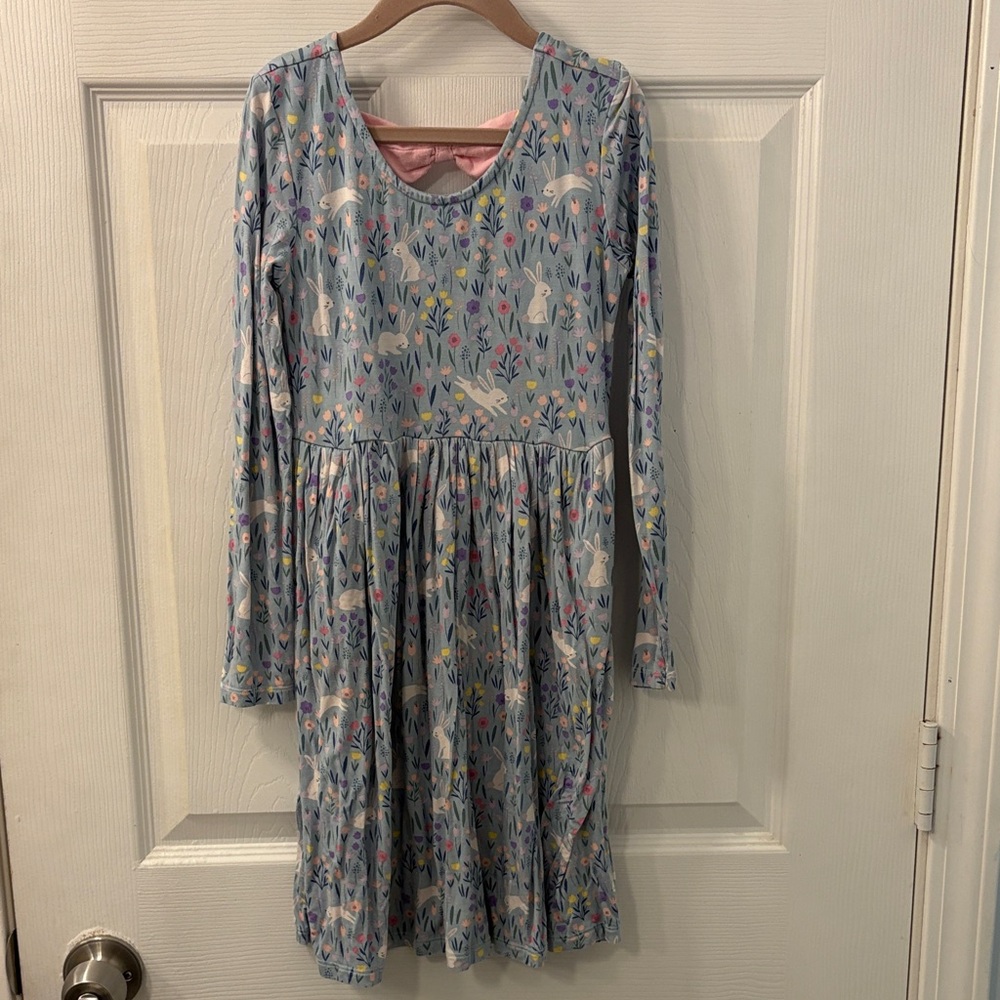 Little Sleepies Blue Floral Easter Kids Dress size 8